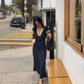 Navy Polka Dot Lace Midi Dress Flutter Sleeves