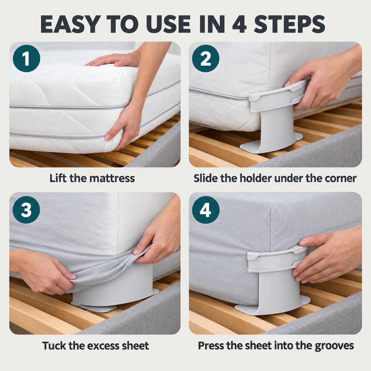 Non-Slip Adjustable Sheet Gripper Strap Set of Four 5