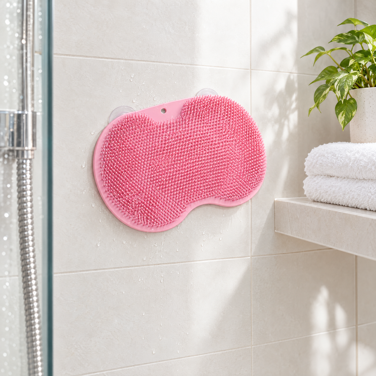Non-Slip Silicone Shower Scrub Mat with Massage Bristles 2