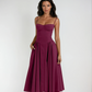 Odette Bustier Corset Midi Dress With Pleats