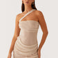 One-Shoulder Mesh Cocktail Mini Dress Sheer
