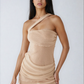 One-Shoulder Mesh Cocktail Mini Dress Sheer