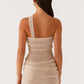 One-Shoulder Mesh Cocktail Mini Dress Sheer