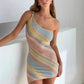 One-Shoulder Pleated Mini Dress