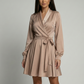 Pauline Satin Wrap Cocktail Dress With Belt