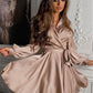 Pauline Satin Wrap Cocktail Dress With Belt