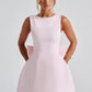 Pink Mini Dress With Pearl Neckline And Back Bow