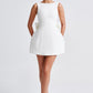 Pink Mini Dress With Pearl Neckline And Back Bow