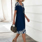 Placement Print Short Sleeve A-Line Dress