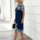 Placement Print Short Sleeve A-Line Dress