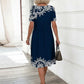 Placement Print Short Sleeve A-Line Dress