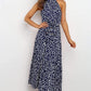 Polka Dot Halter Midi Dress With Adjustable Tie