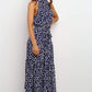 Polka Dot Halter Midi Dress With Adjustable Tie