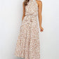 Polka Dot Halter Midi Dress With Adjustable Tie