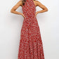 Polka Dot Halter Midi Dress With Adjustable Tie