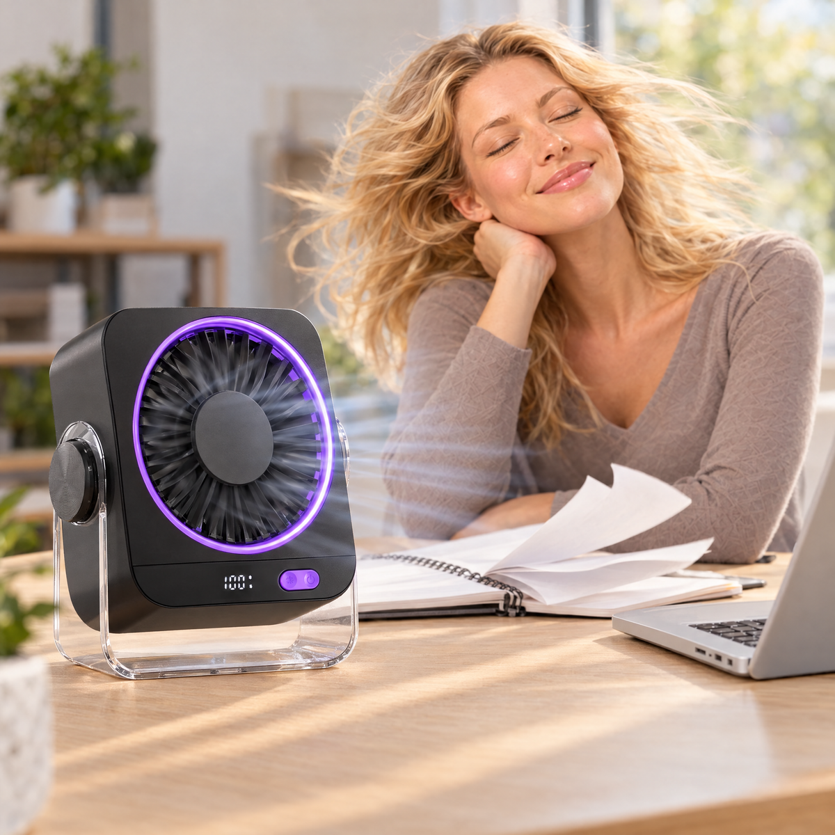 Rechargeable USB Desk Fan with Adjustable Tilt Airflow 1