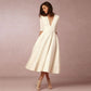 Refined Fitted Ivoire Midi Dress for Polished Daytime Events