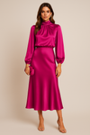 Refined High-Waist Midi Dress for Elegant Daytime Occasions