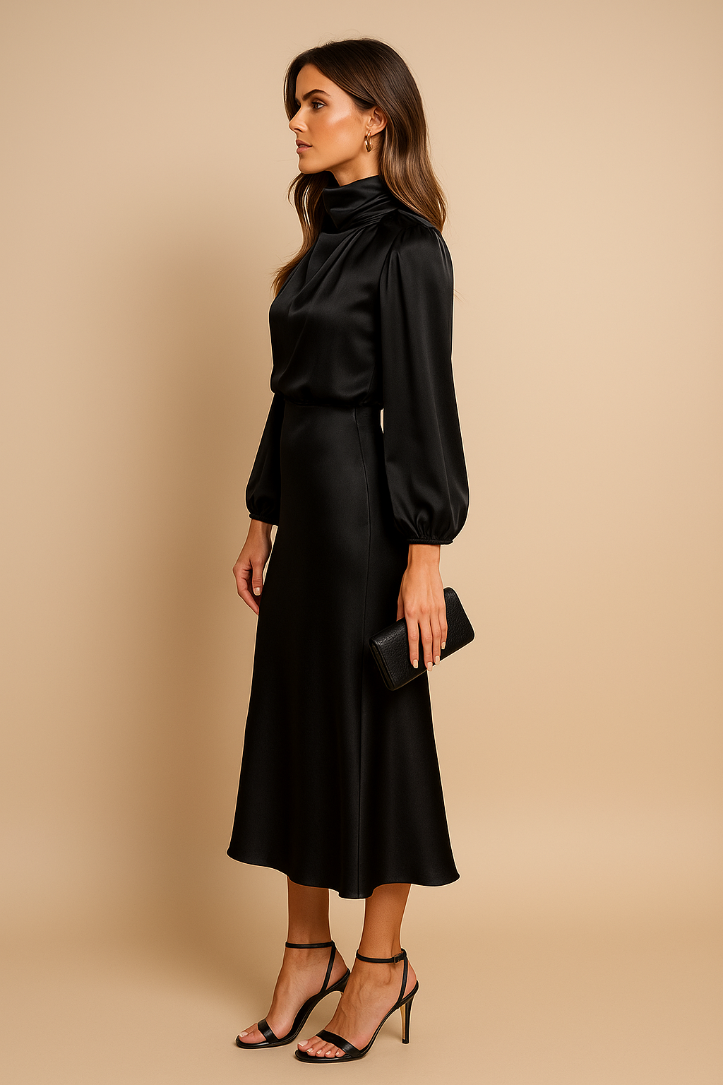 Refined High-Waist Midi Dress for Elegant Daytime Occasions