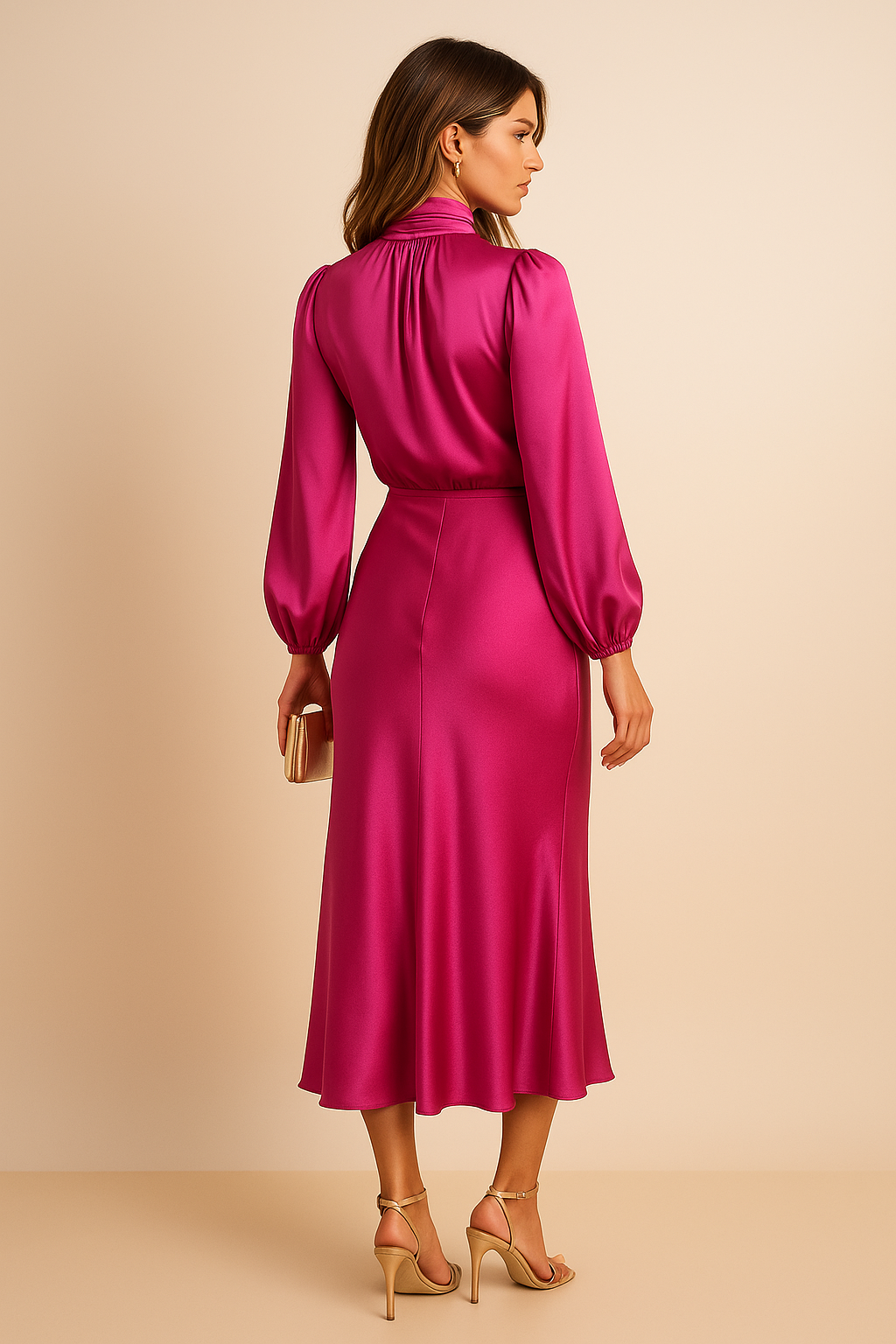 Refined High-Waist Midi Dress for Elegant Daytime Occasions