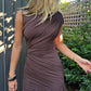 Ruched Asymmetric Chocolate Brown Mini Dress