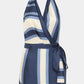 Silk Striped Wrap Halterneck Mini Dress Open Back
