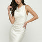 Sleeveless Cowl Neck Satin Slip Midi Dress