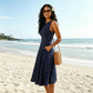 Sleeveless Polka Dot Flared Midi Dress for Women