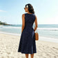 Sleeveless Polka Dot Flared Midi Dress for Women