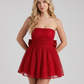 Sparkly Mini Dress – Elegant Strapless A-Line Cocktail Outfit