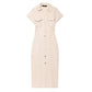 Spring Denim Dress – Casual Midi with Ruched Sleeves for Warm-Weather Outings