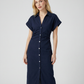 Spring Denim Dress – Casual Midi with Ruched Sleeves for Warm-Weather Outings