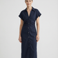 Spring Denim Dress – Casual Midi with Ruched Sleeves for Warm-Weather Outings
