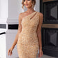 Statement One-Shoulder Cut-Out Sequin Party Dress for Evening Glamour