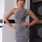 Statement One-Shoulder Cut-Out Sequin Party Dress for Evening Glamour