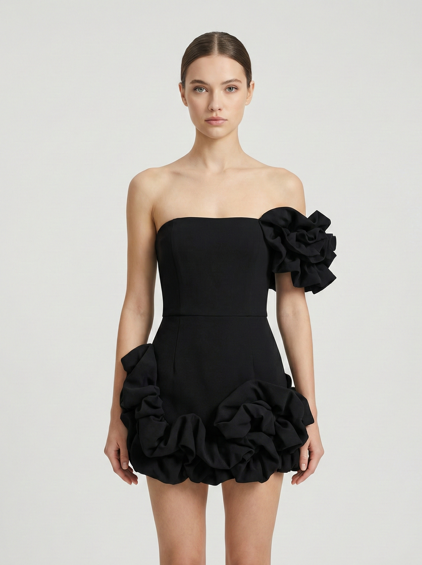 Strapless Ruffle Mini Dress