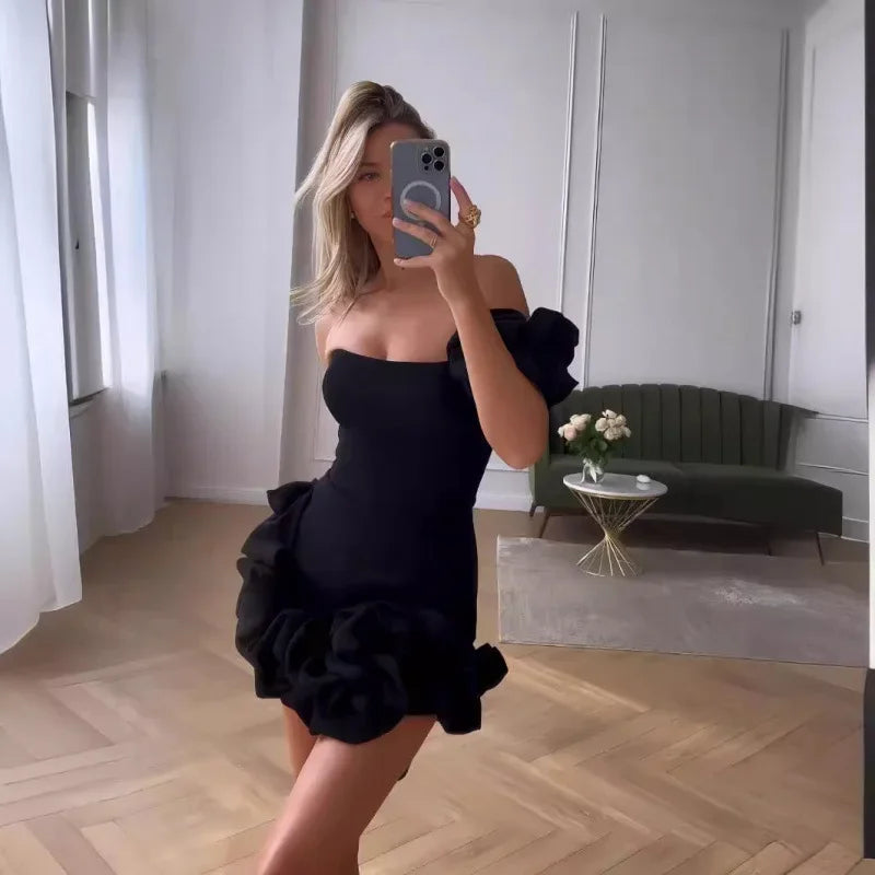 Strapless Ruffle Mini Dress