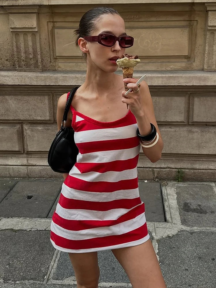 Striped Mini Slip Dress