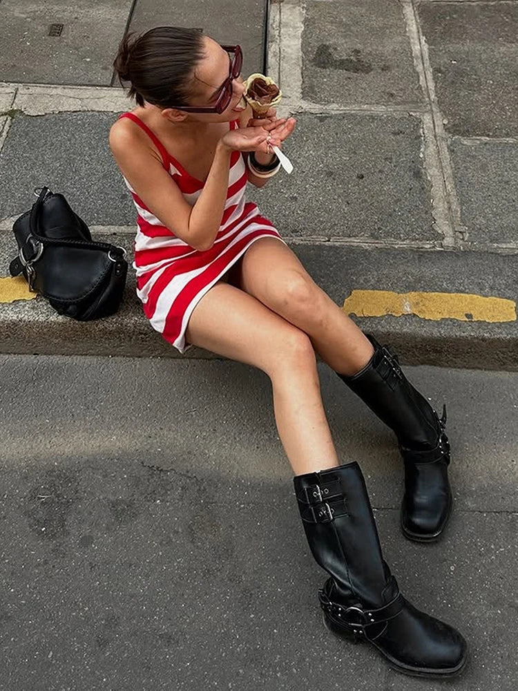 Striped Mini Slip Dress