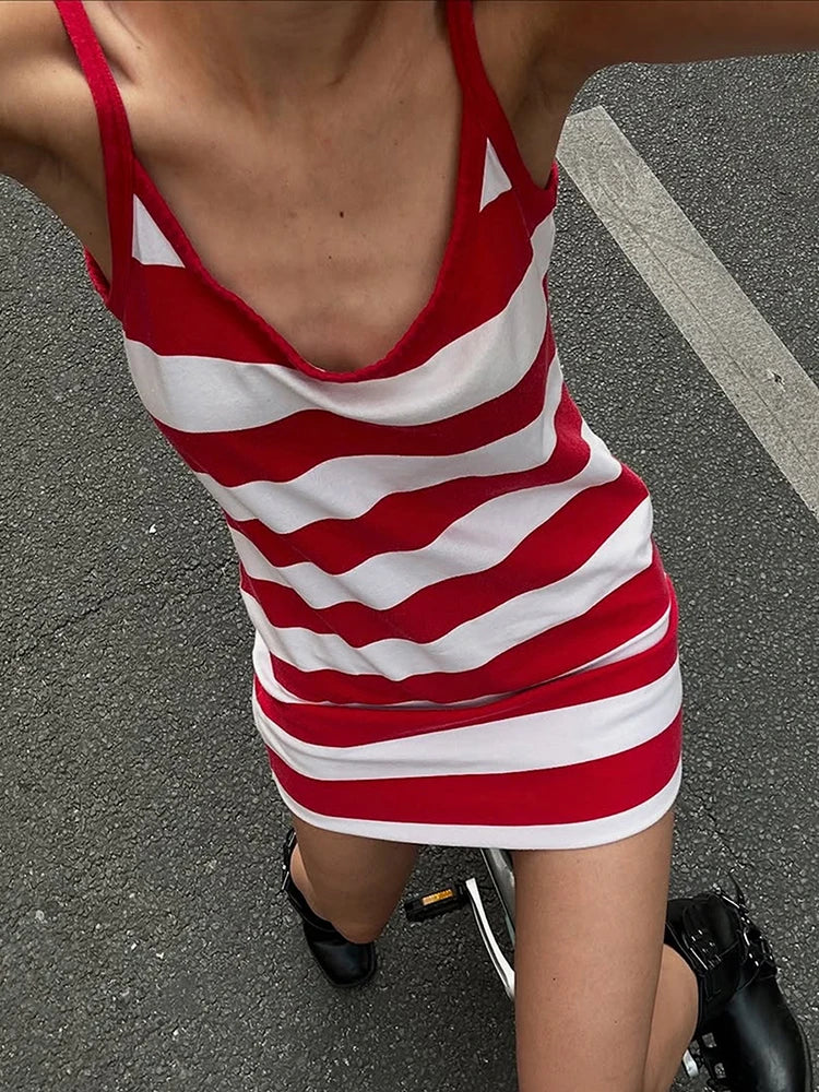 Striped Mini Slip Dress