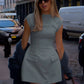 Structured High Neck Mini Dress With Tailored Fit