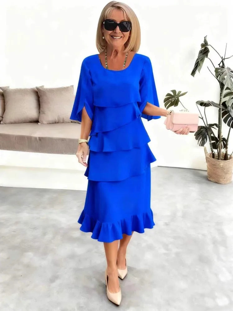 Summer Ruffle Dress – Stylish O-Neck Design for Versatile Occasions