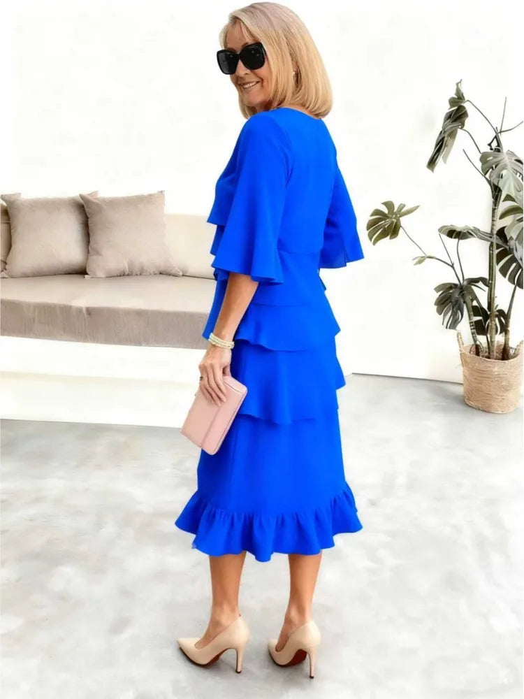 Summer Ruffle Dress – Stylish O-Neck Design for Versatile Occasions