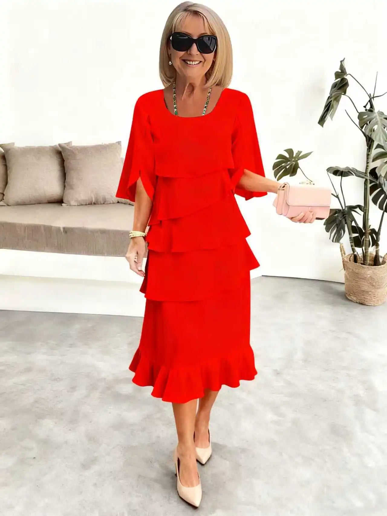 Summer Ruffle Dress – Stylish O-Neck Design for Versatile Occasions