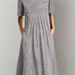Summer Stripe Midi Dress – Casual O-Neck with Pockets for Effortless Warm Weather Style