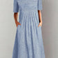 Summer Stripe Midi Dress – Casual O-Neck with Pockets for Effortless Warm Weather Style