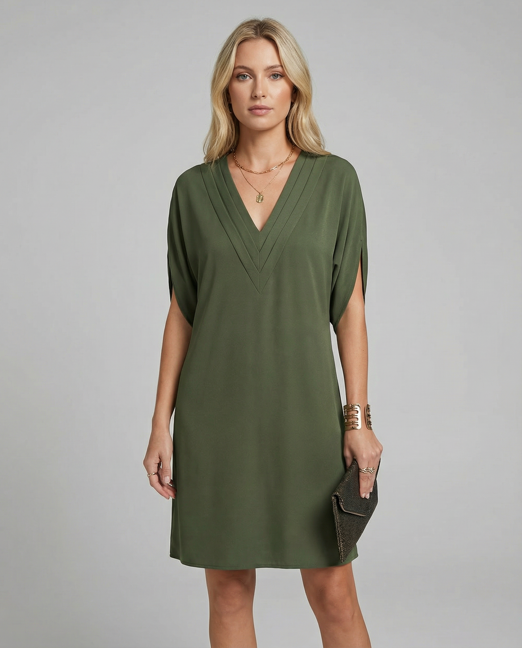 Summer V-Neck Dress – Elegant Multi-Layered Casual Outfit