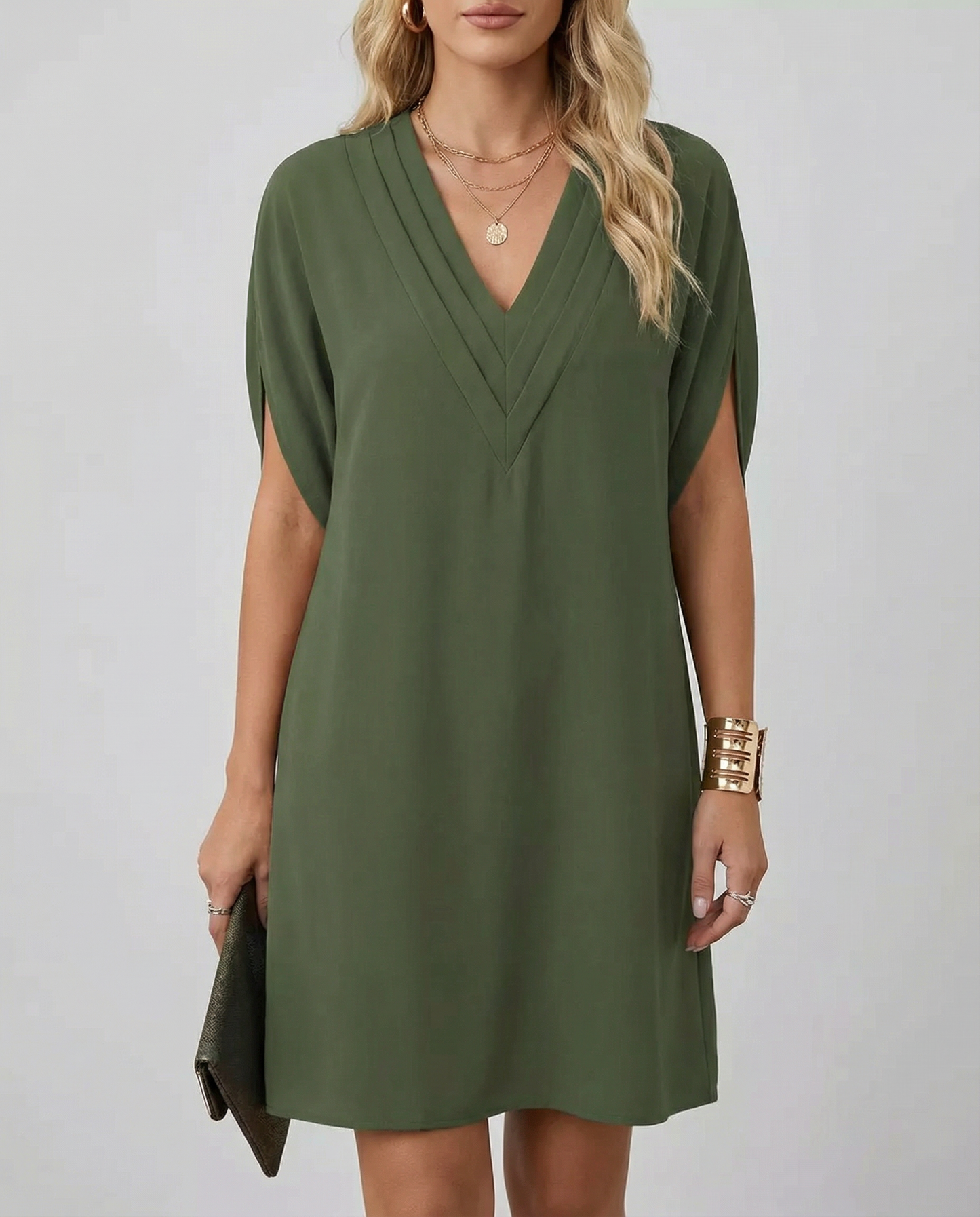 Summer V-Neck Dress – Elegant Multi-Layered Casual Outfit