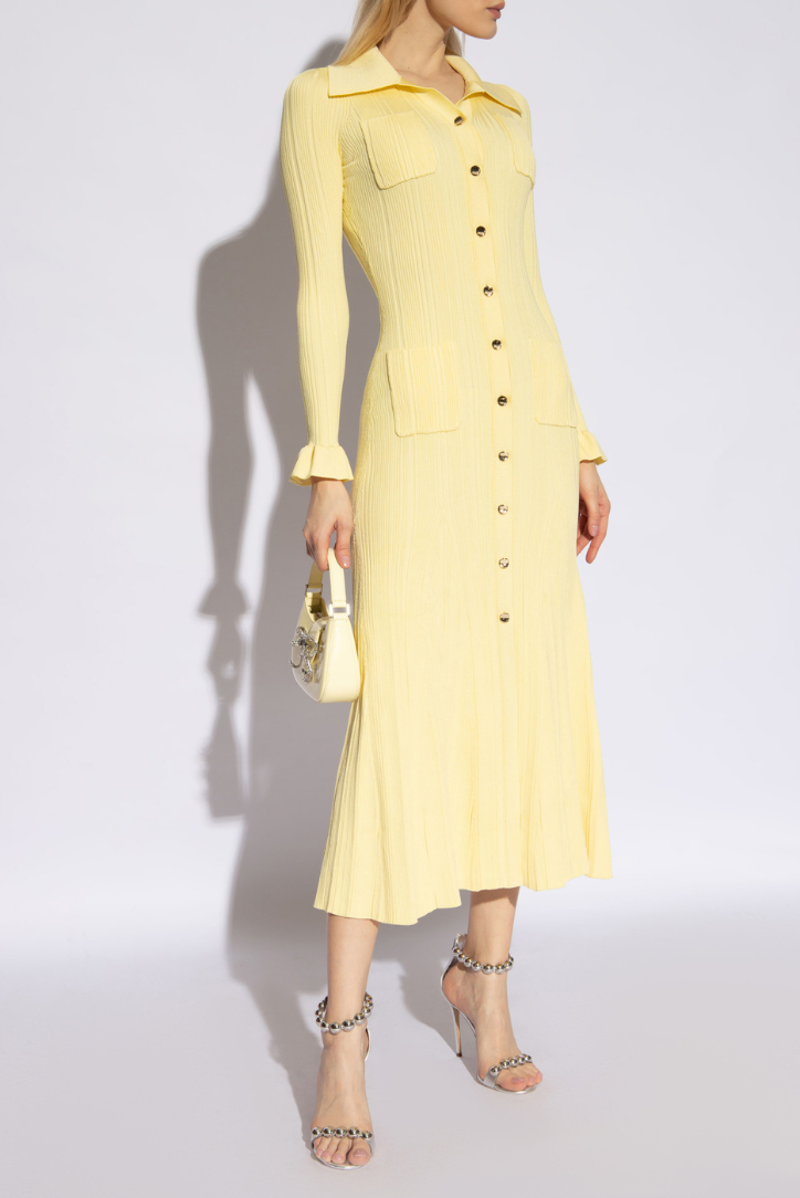 Sylvie Knit Midi Dress With Gold Button Details