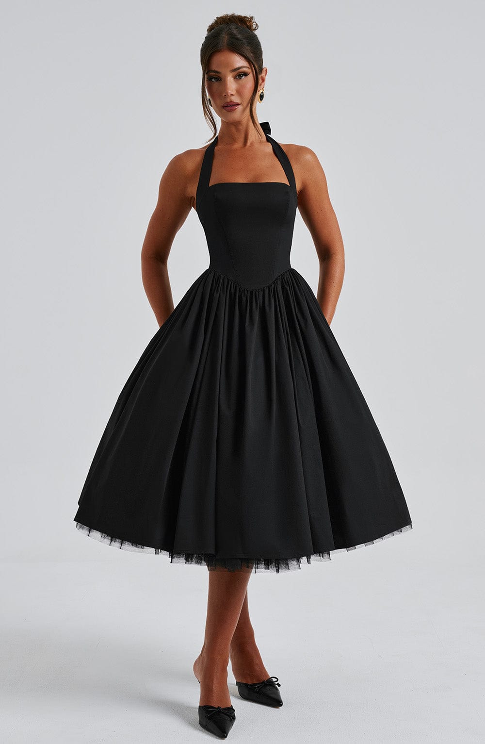 Timeless Esplendor White Halter Midi Dress